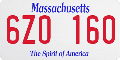 MA license plate 6ZO160