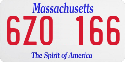 MA license plate 6ZO166