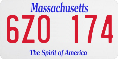 MA license plate 6ZO174