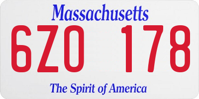 MA license plate 6ZO178