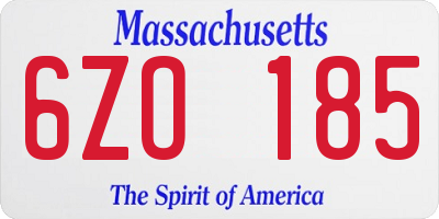 MA license plate 6ZO185
