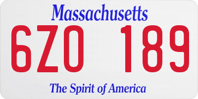 MA license plate 6ZO189