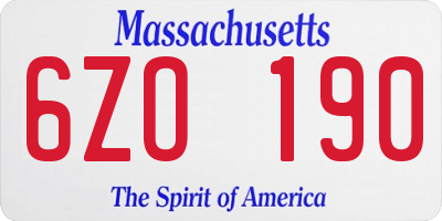 MA license plate 6ZO190
