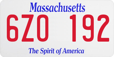 MA license plate 6ZO192
