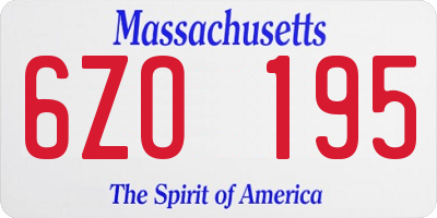 MA license plate 6ZO195