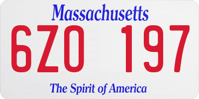 MA license plate 6ZO197