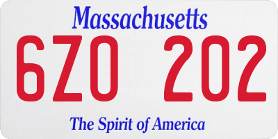 MA license plate 6ZO202