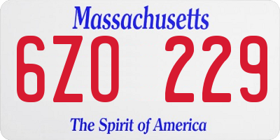 MA license plate 6ZO229