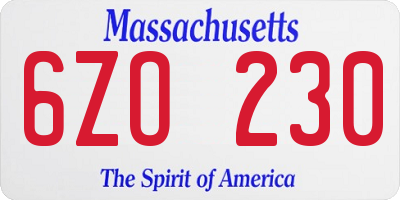 MA license plate 6ZO230