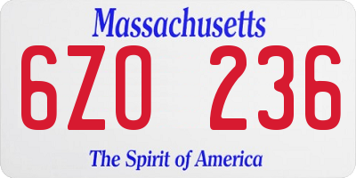 MA license plate 6ZO236