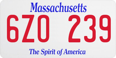 MA license plate 6ZO239