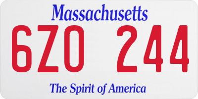 MA license plate 6ZO244