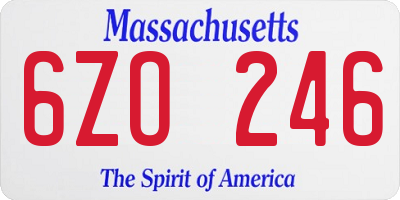 MA license plate 6ZO246