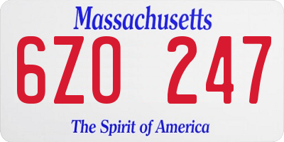 MA license plate 6ZO247