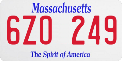 MA license plate 6ZO249