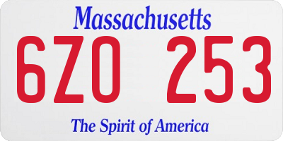 MA license plate 6ZO253