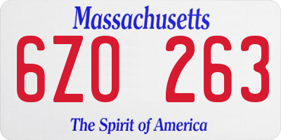 MA license plate 6ZO263