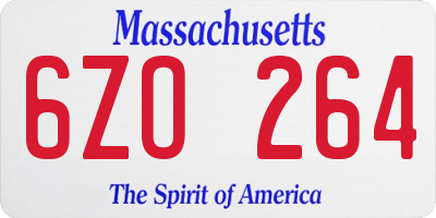 MA license plate 6ZO264