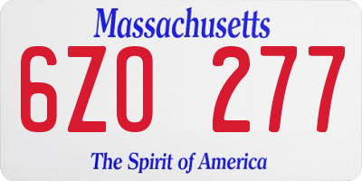MA license plate 6ZO277