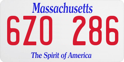 MA license plate 6ZO286
