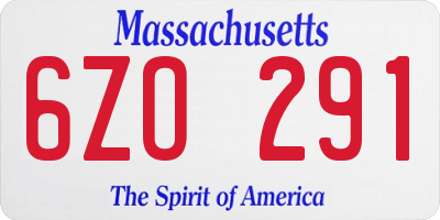 MA license plate 6ZO291