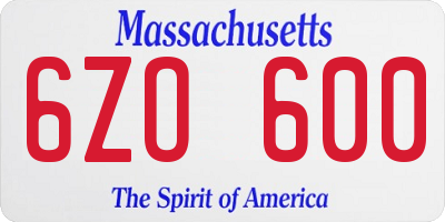 MA license plate 6ZO600