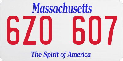 MA license plate 6ZO607