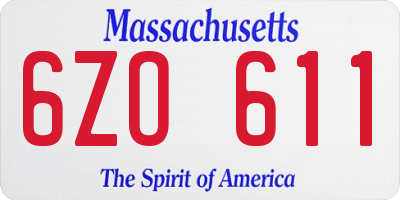 MA license plate 6ZO611