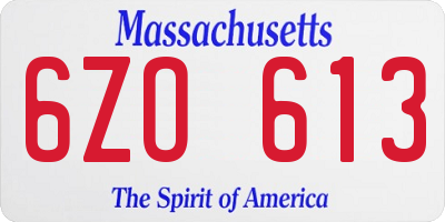 MA license plate 6ZO613