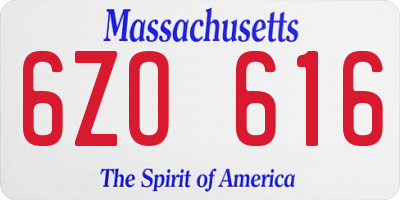 MA license plate 6ZO616