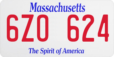MA license plate 6ZO624