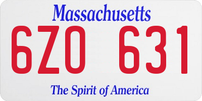 MA license plate 6ZO631