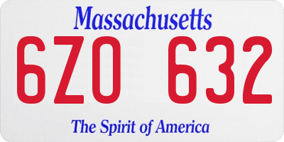 MA license plate 6ZO632