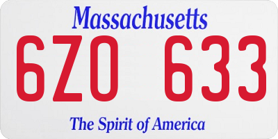 MA license plate 6ZO633