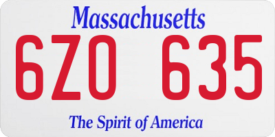 MA license plate 6ZO635