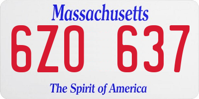 MA license plate 6ZO637