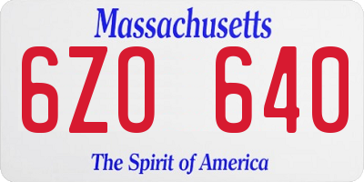 MA license plate 6ZO640
