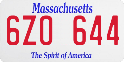 MA license plate 6ZO644