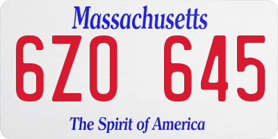 MA license plate 6ZO645