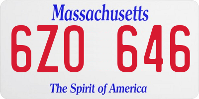 MA license plate 6ZO646
