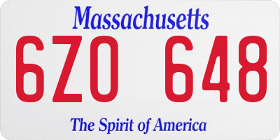 MA license plate 6ZO648