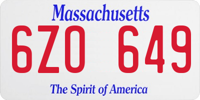 MA license plate 6ZO649