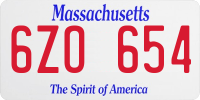 MA license plate 6ZO654