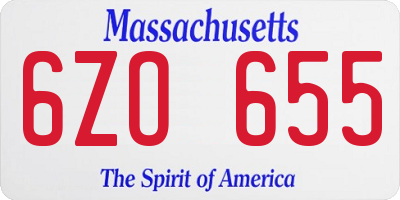 MA license plate 6ZO655