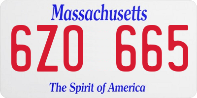 MA license plate 6ZO665