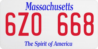 MA license plate 6ZO668
