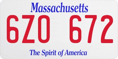 MA license plate 6ZO672