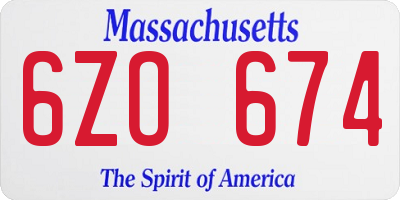 MA license plate 6ZO674