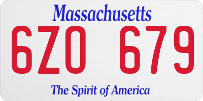 MA license plate 6ZO679