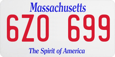 MA license plate 6ZO699
